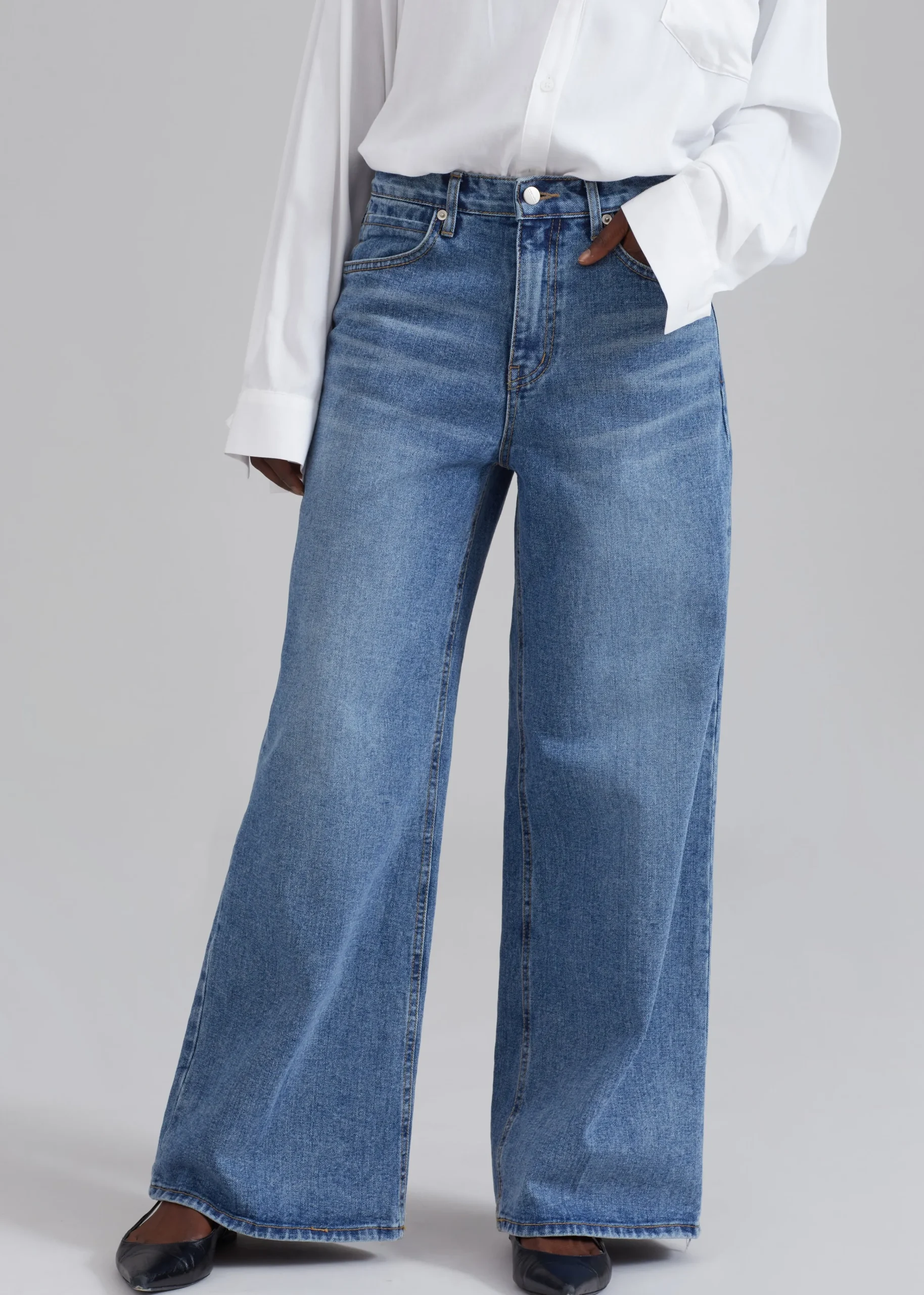 The Frankie Shop Amsterdam Wide Jeans Medium Wash Best