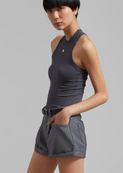 The Frankie Shop Amy Pintuck Shorts Grey Discount