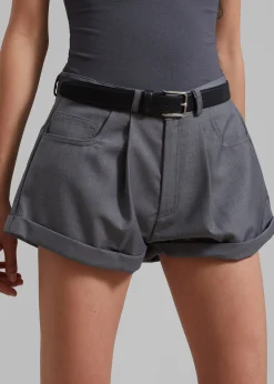 The Frankie Shop Amy Pintuck Shorts Grey Discount