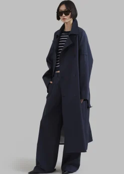 The Frankie Shop Anderson Trench Coat Dark Navy Discount