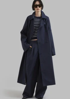 The Frankie Shop Anderson Trench Coat Dark Navy Discount