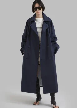 The Frankie Shop Anderson Trench Coat Dark Navy Discount