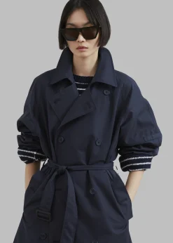 The Frankie Shop Anderson Trench Coat Dark Navy Discount