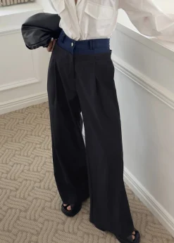 The Frankie Shop Andie Contrast Pants Black Clearance
