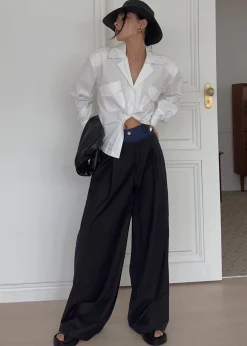 The Frankie Shop Andie Contrast Pants Black Clearance