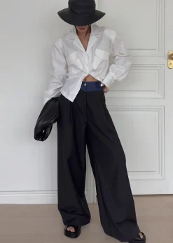 The Frankie Shop Andie Contrast Pants Black Clearance