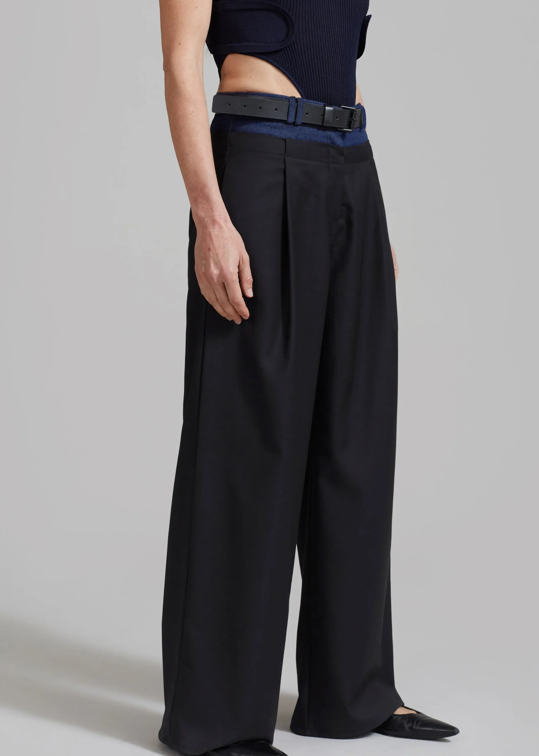 The Frankie Shop Andie Contrast Pants Black Clearance