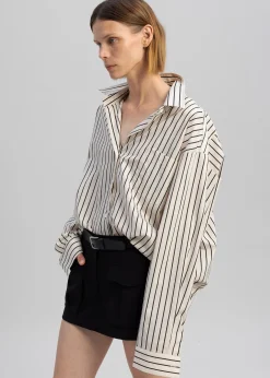 The Frankie Shop Anette Striped Shirt Cream Online