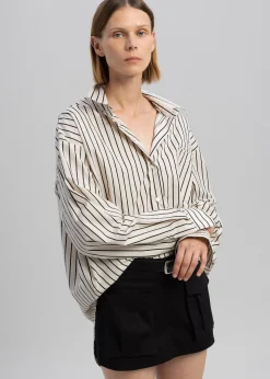The Frankie Shop Anette Striped Shirt Cream Online