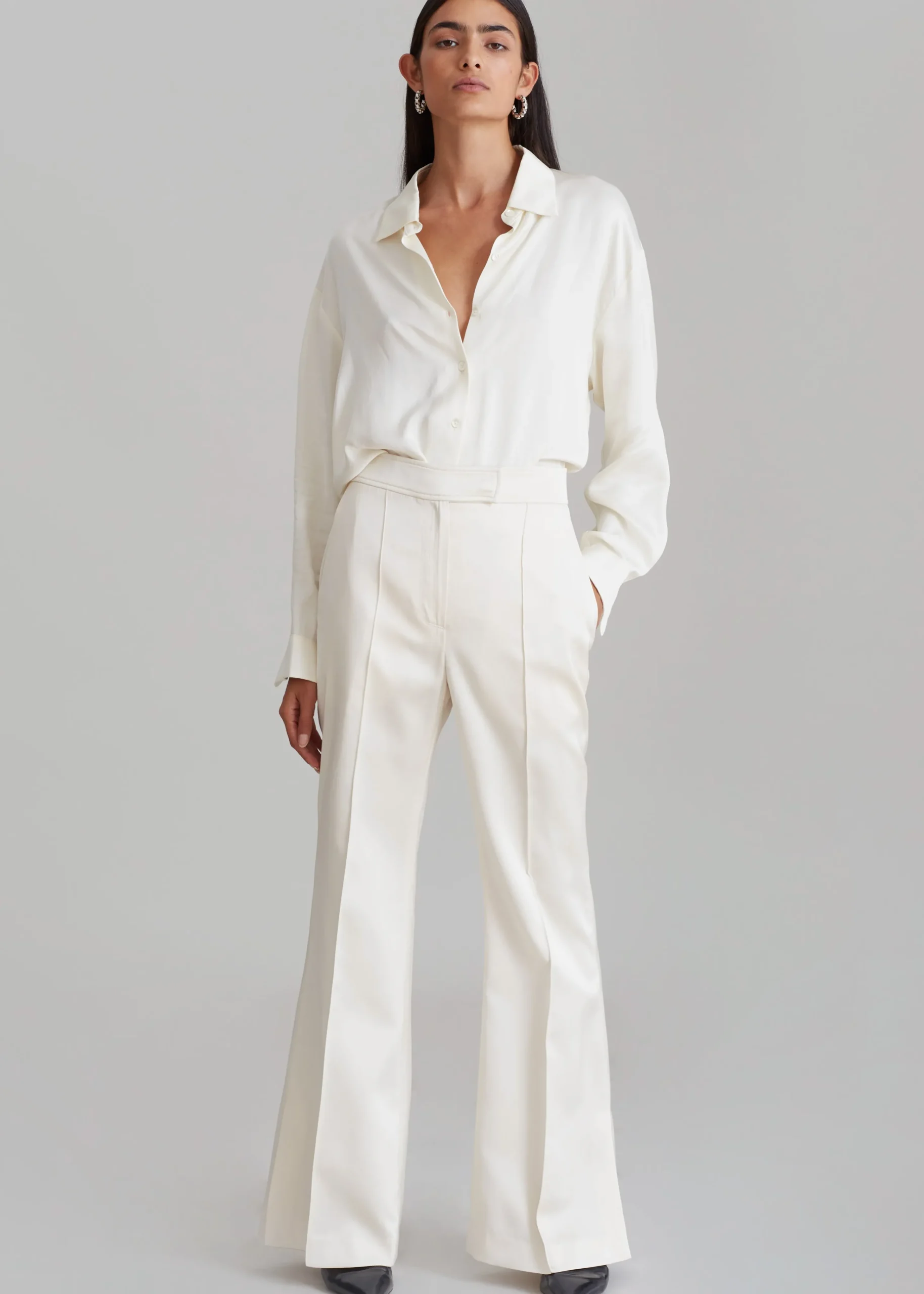 The Frankie Shop Angelica Flare Pants Ivory