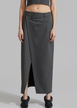 The Frankie Shop Annabel Asymmetric Midi Skirt Grey Online