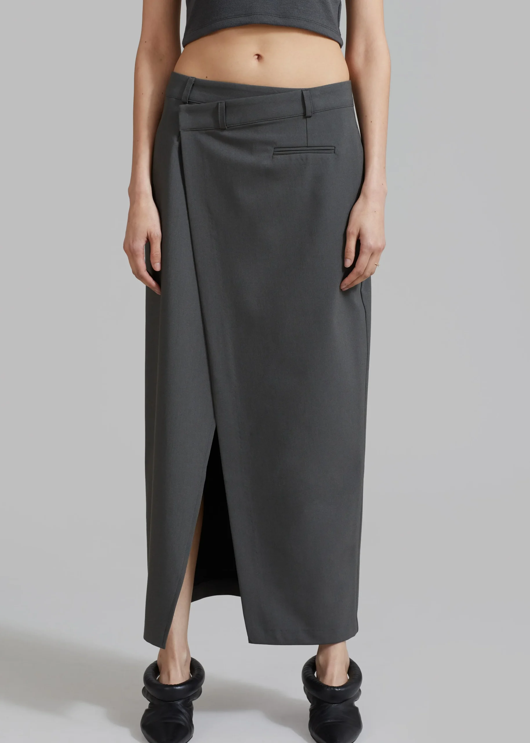The Frankie Shop Annabel Asymmetric Midi Skirt Grey Online