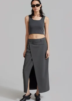 The Frankie Shop Annabel Asymmetric Midi Skirt Grey Online