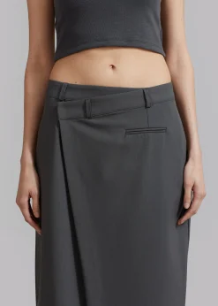 The Frankie Shop Annabel Asymmetric Midi Skirt Grey Online