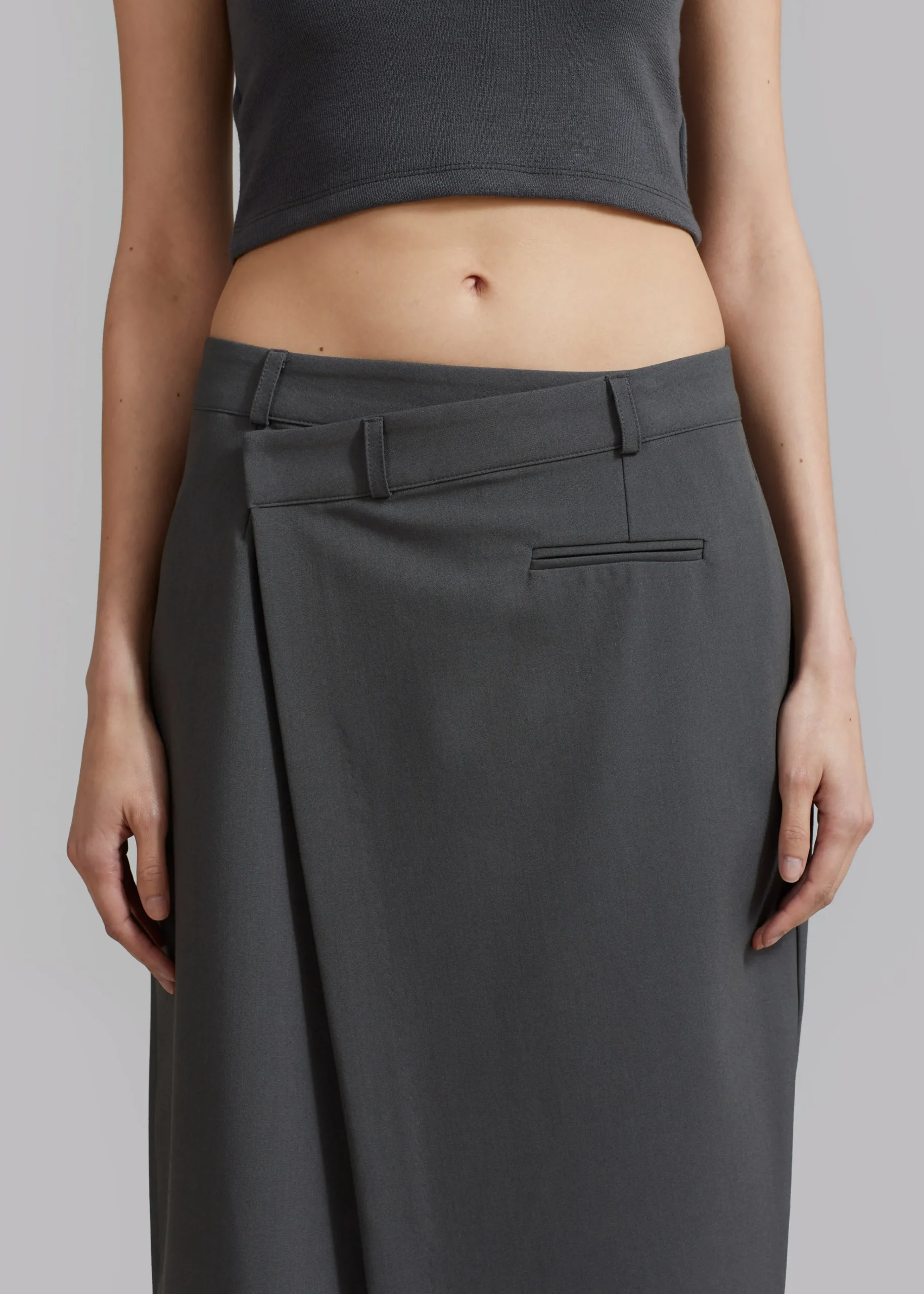 The Frankie Shop Annabel Asymmetric Midi Skirt Grey Online