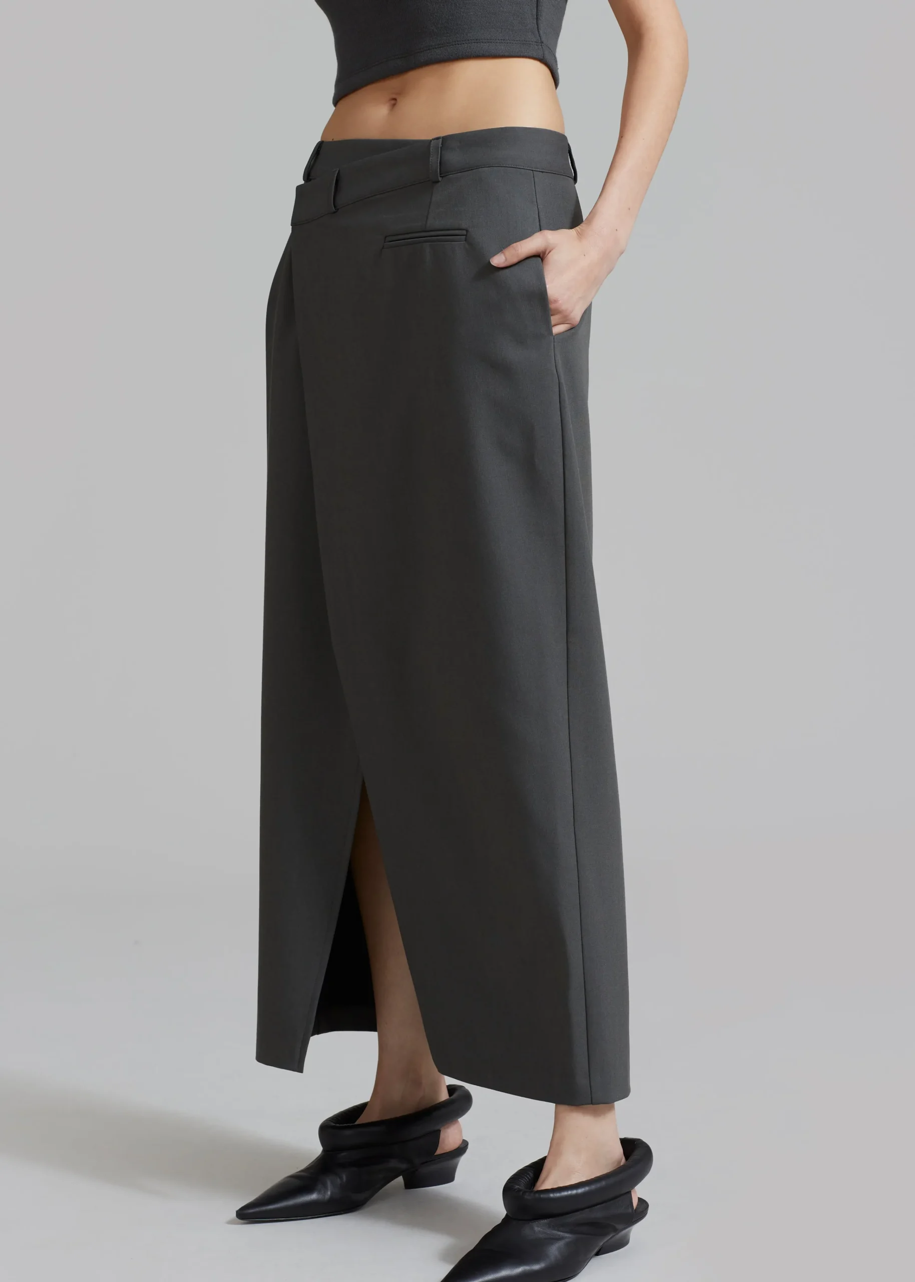 The Frankie Shop Annabel Asymmetric Midi Skirt Grey Online