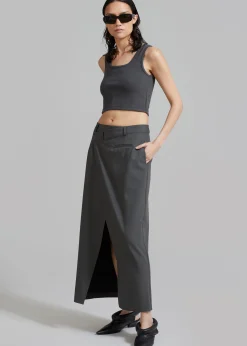 The Frankie Shop Annabel Asymmetric Midi Skirt Grey Online
