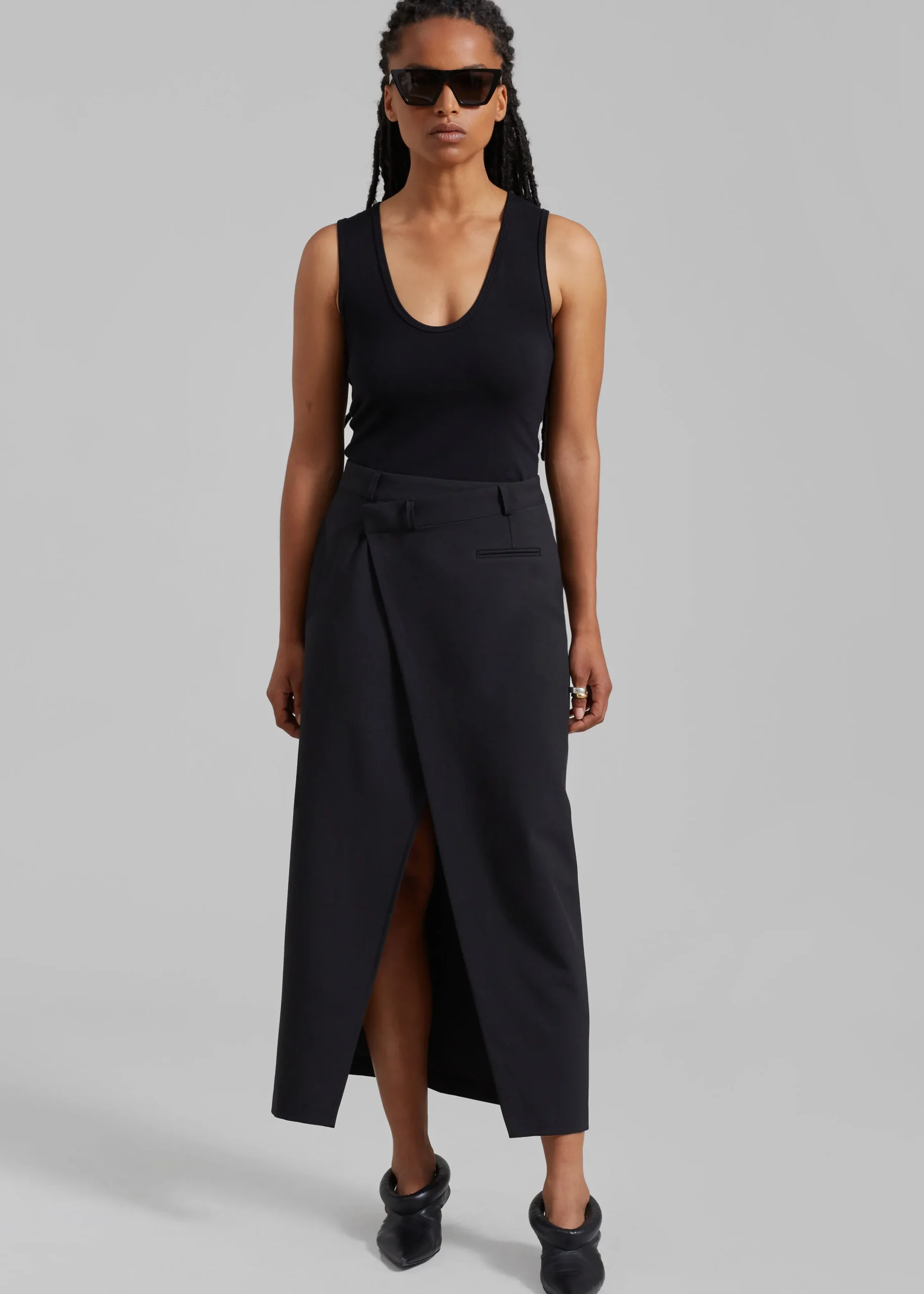 The Frankie Shop Annabel Asymmetric Midi Skirt Black Online