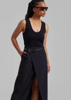 The Frankie Shop Annabel Asymmetric Midi Skirt Black Online