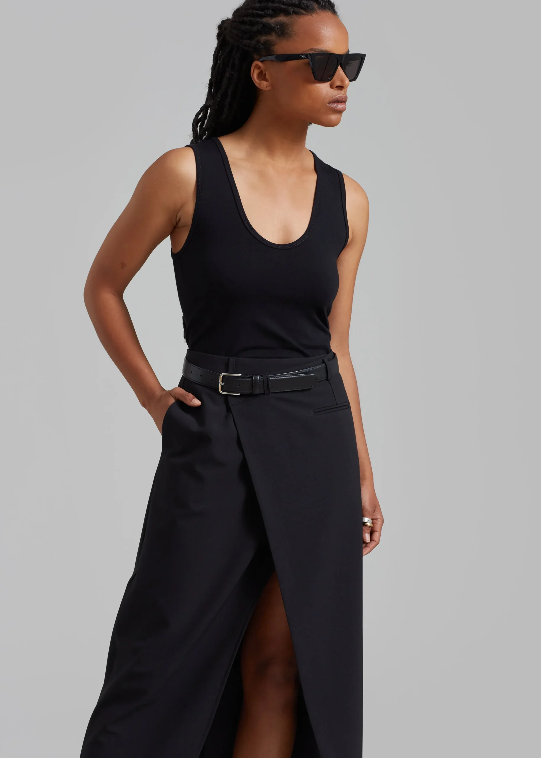 The Frankie Shop Annabel Asymmetric Midi Skirt Black Online