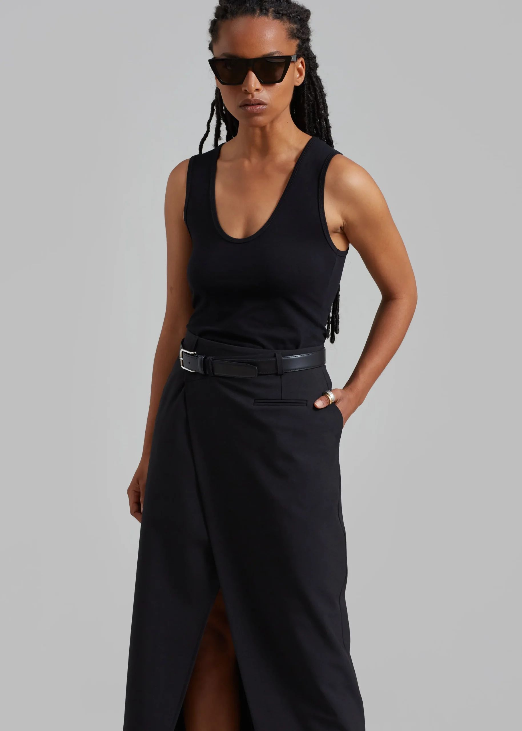 The Frankie Shop Annabel Asymmetric Midi Skirt Black Online