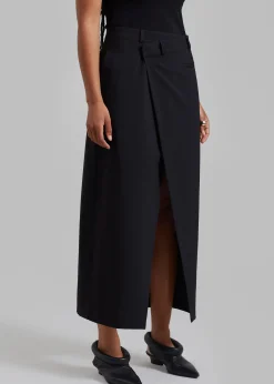 The Frankie Shop Annabel Asymmetric Midi Skirt Black Online