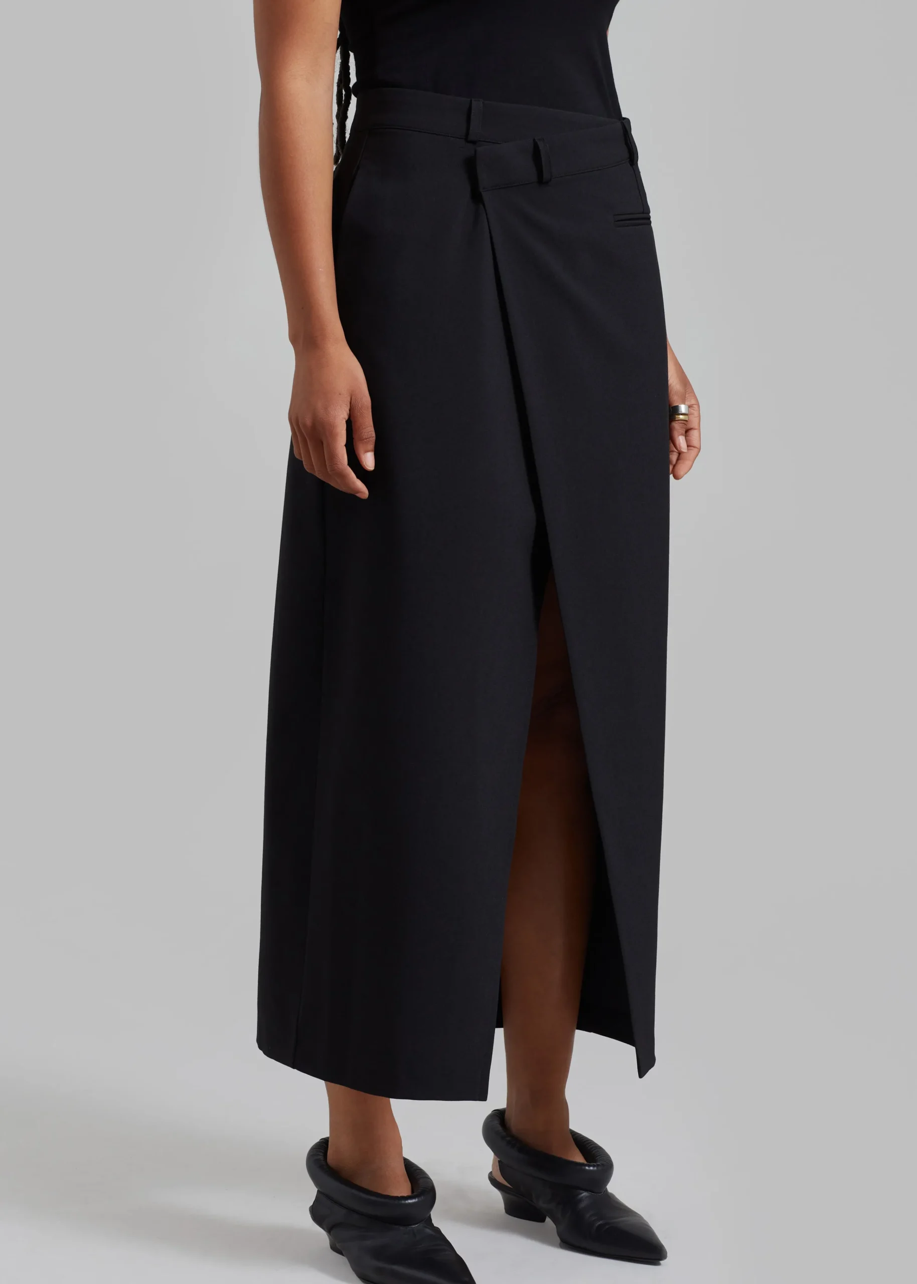 The Frankie Shop Annabel Asymmetric Midi Skirt Black Online
