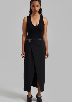 The Frankie Shop Annabel Asymmetric Midi Skirt Black Online
