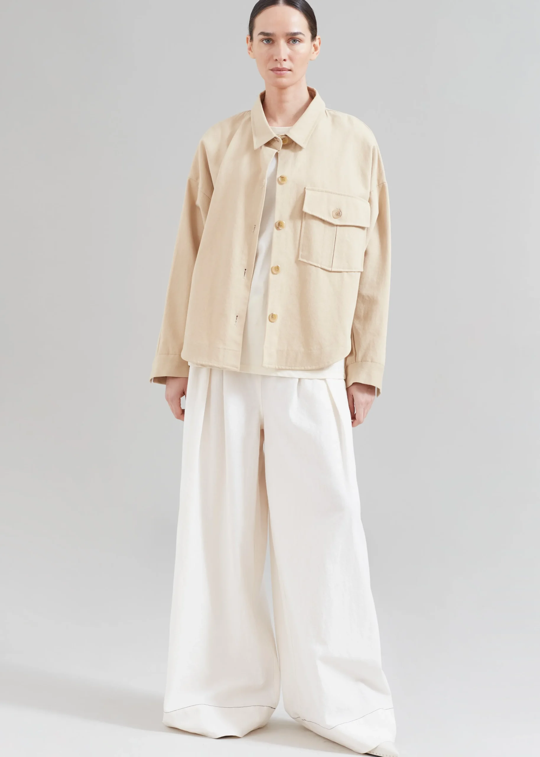 The Frankie Shop Arden Overshirt Beige Online