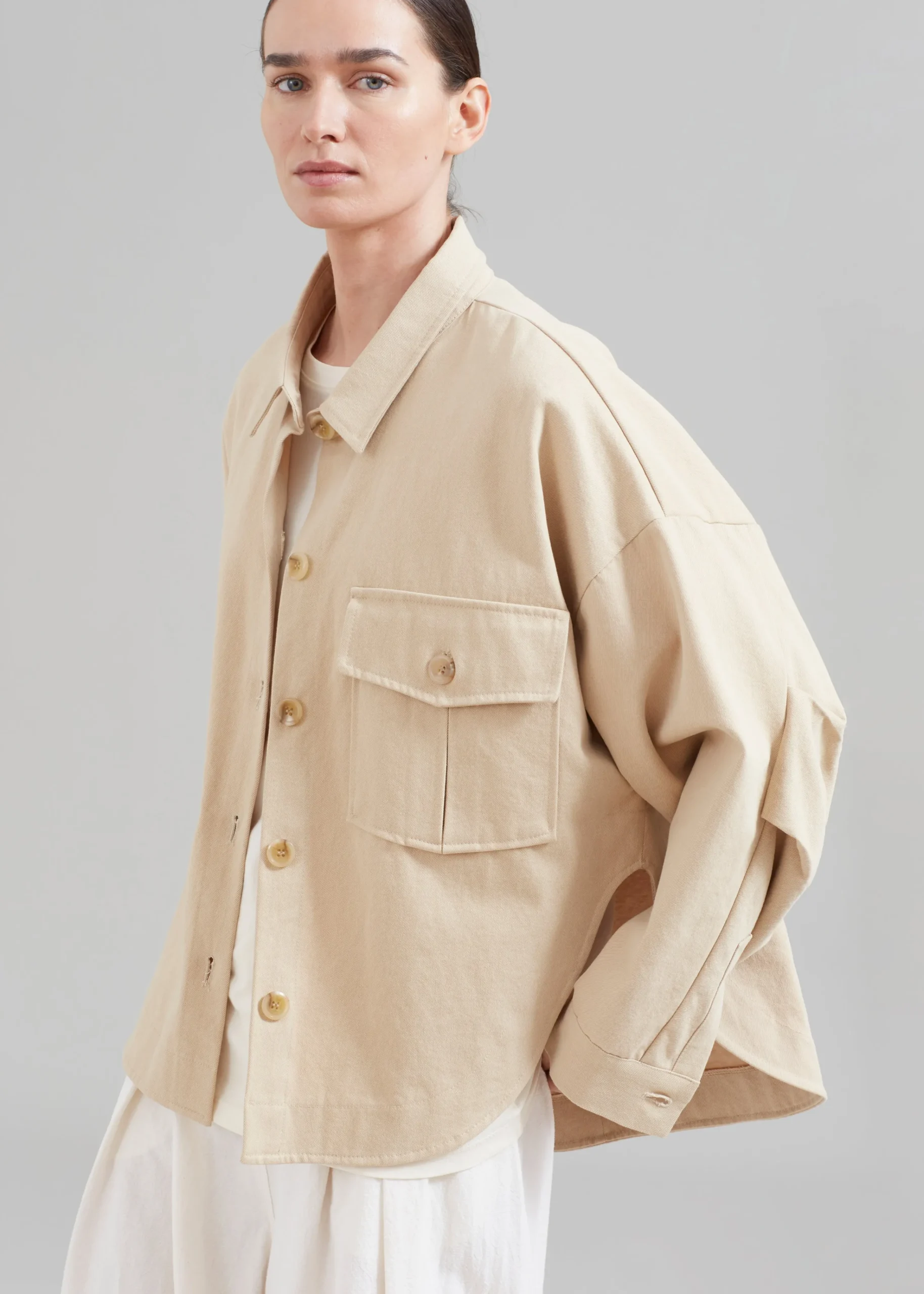 The Frankie Shop Arden Overshirt Beige Online