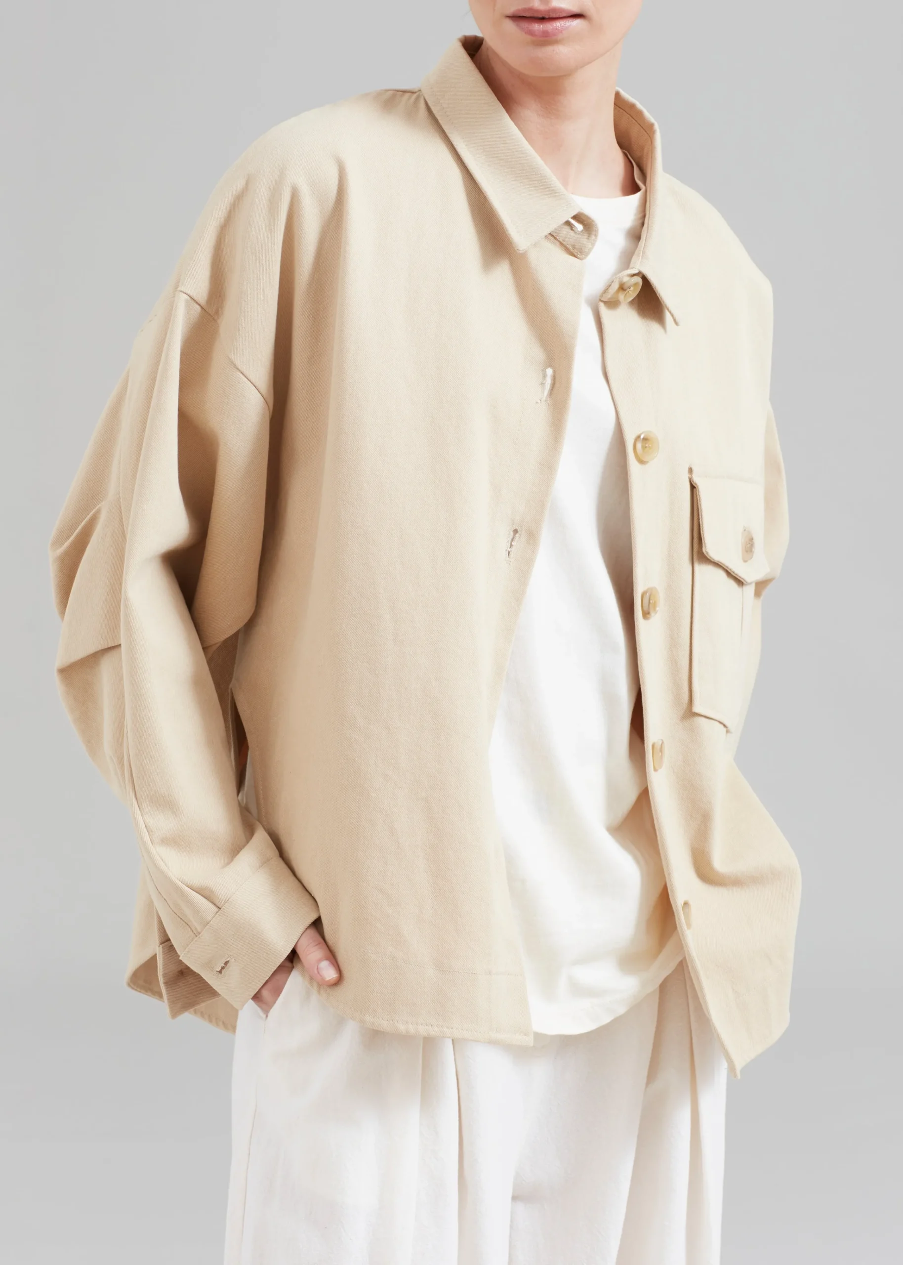 The Frankie Shop Arden Overshirt Beige Online
