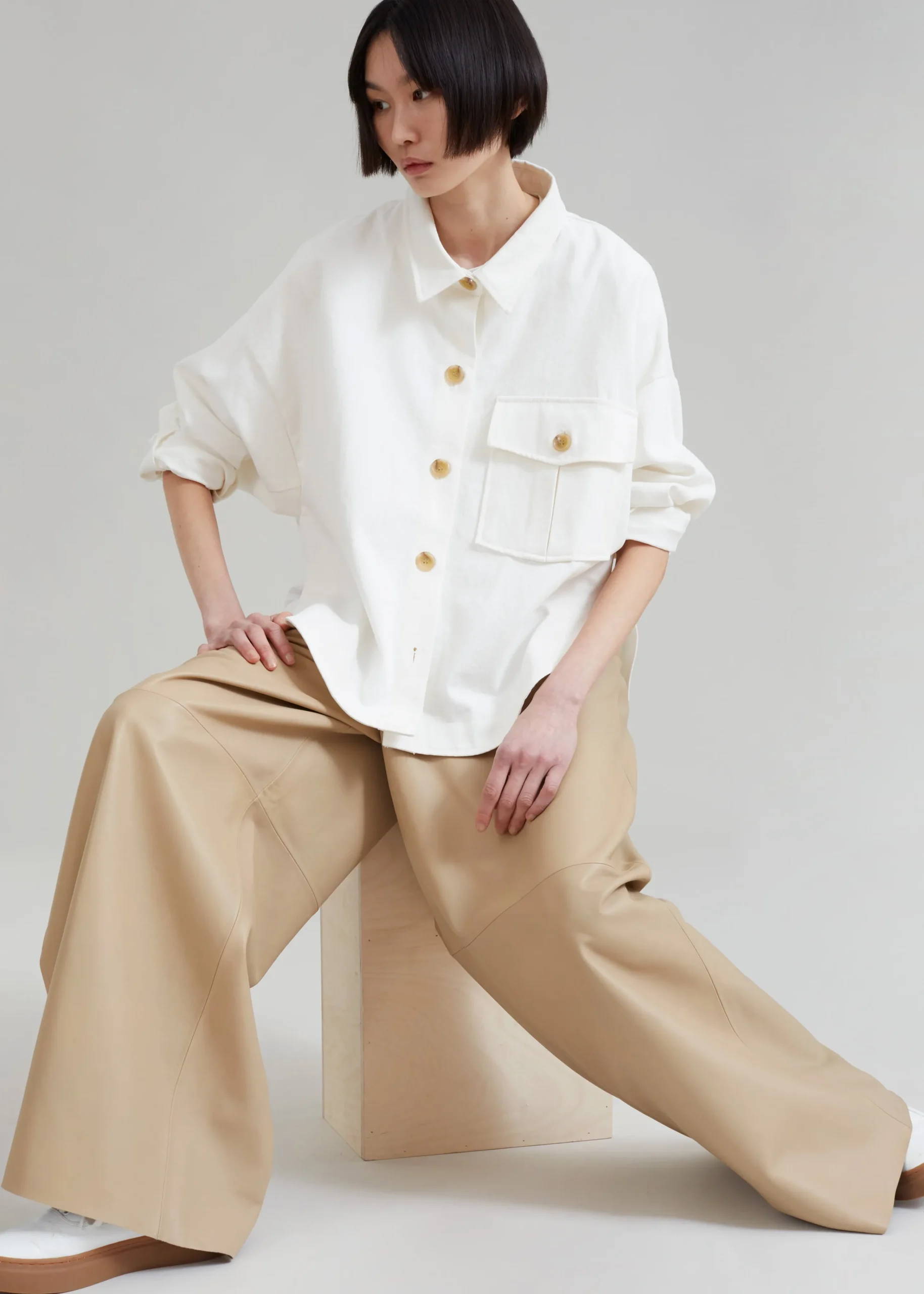 The Frankie Shop Arden Overshirt Cream Sale