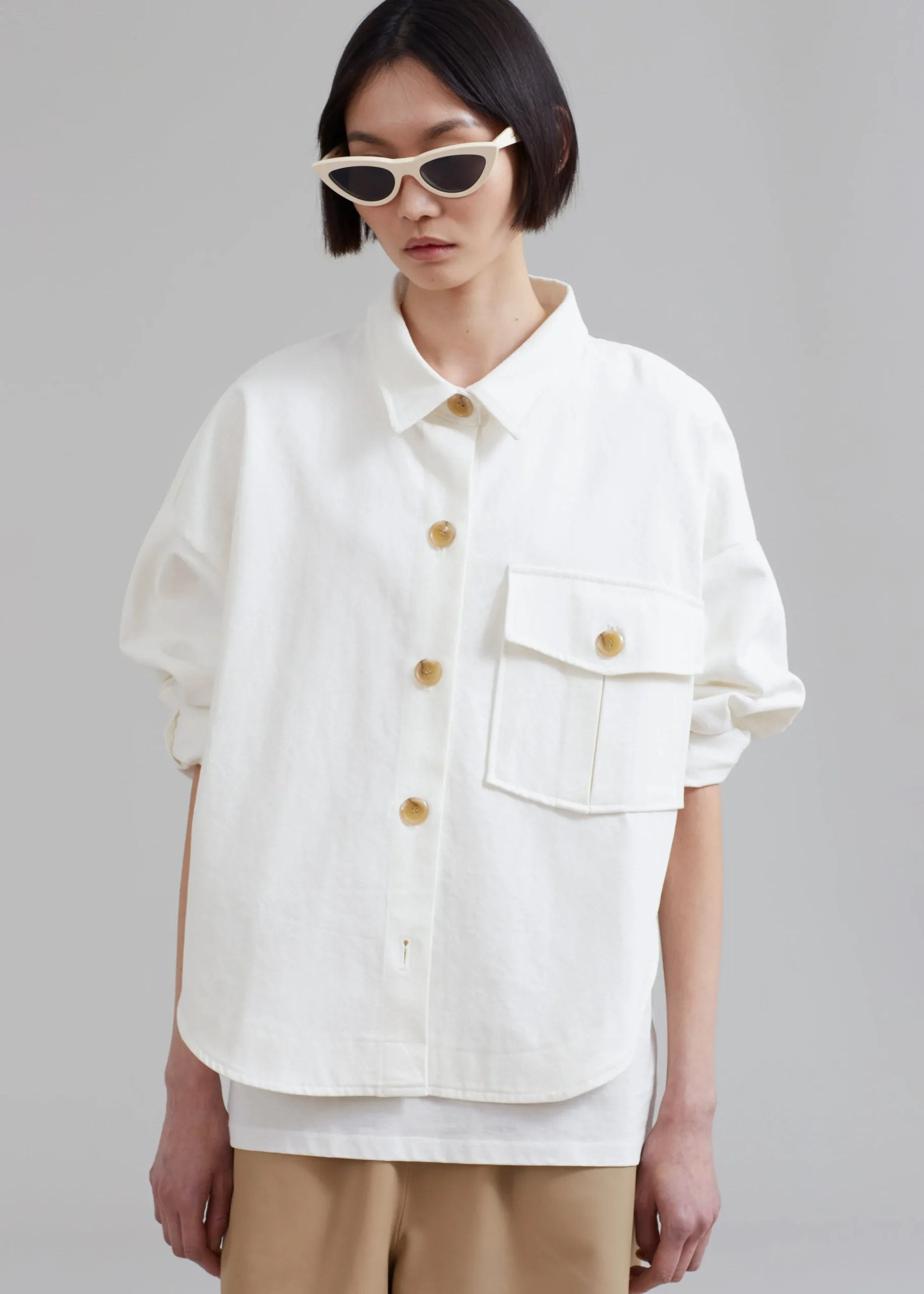 The Frankie Shop Arden Overshirt Cream Sale