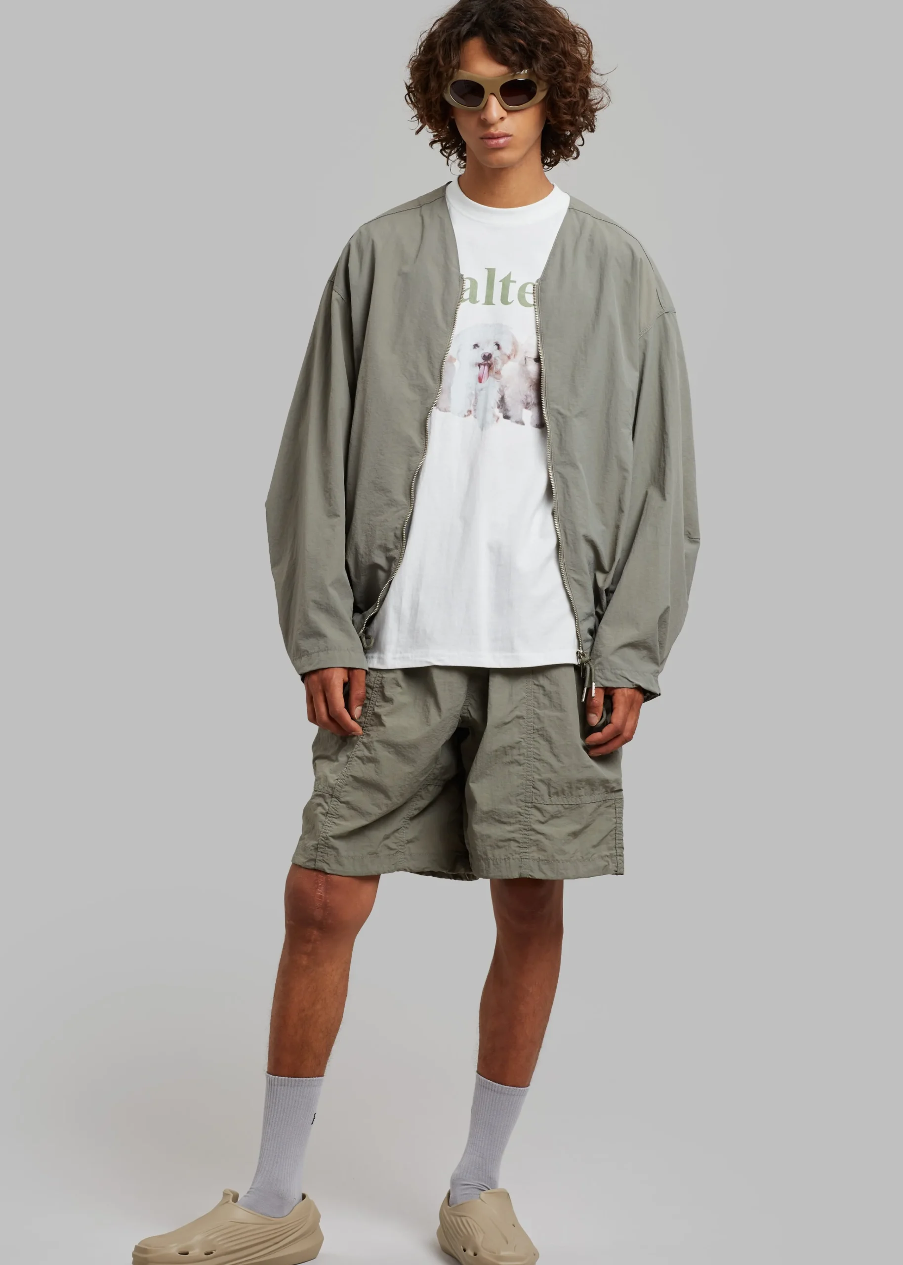 The Frankie Shop Arel Zipper Jacket Olive Outlet