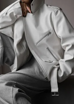 The Frankie Shop Aria Faux Leather Jacket White Sale