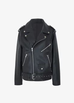 The Frankie Shop Aria Faux Leather Jacket Black Outlet