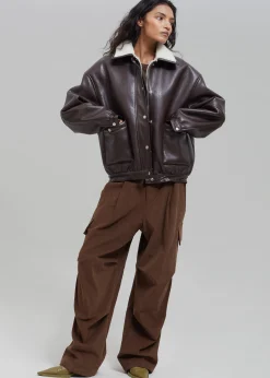 The Frankie Shop Arin Faux Leather Jacket Brown Outlet