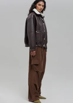 The Frankie Shop Arin Faux Leather Jacket Brown Outlet