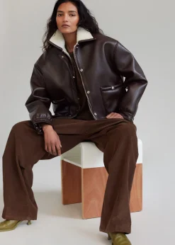 The Frankie Shop Arin Faux Leather Jacket Brown Outlet