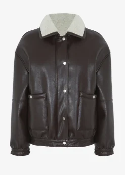 The Frankie Shop Arin Faux Leather Jacket Brown Outlet