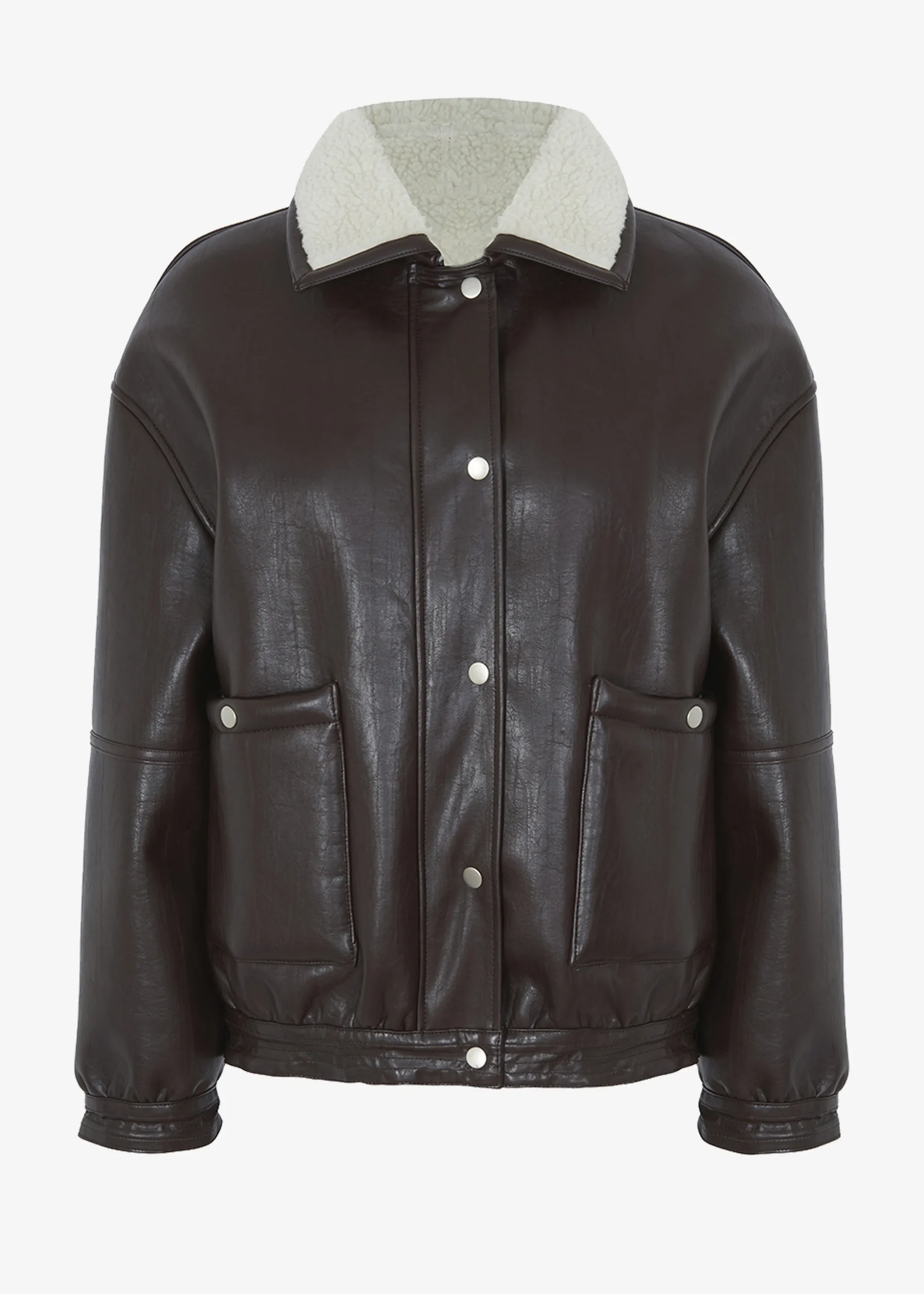 The Frankie Shop Arin Faux Leather Jacket Brown Outlet
