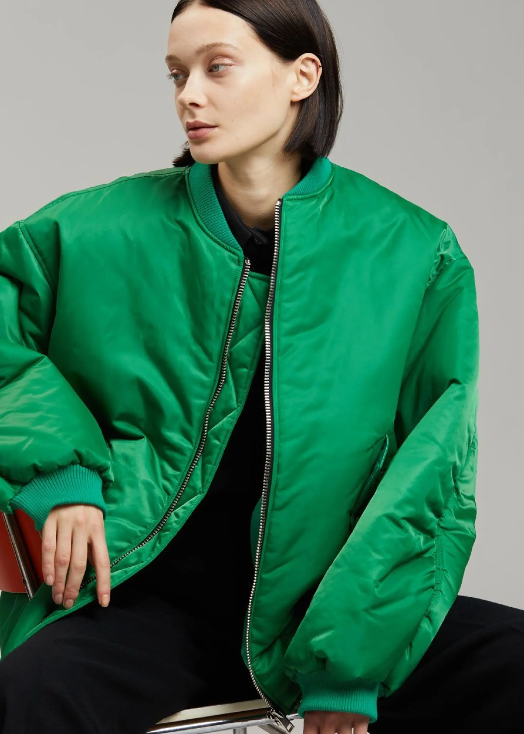 The Frankie Shop Astra Bomber Jacket Kelly Green Clearance