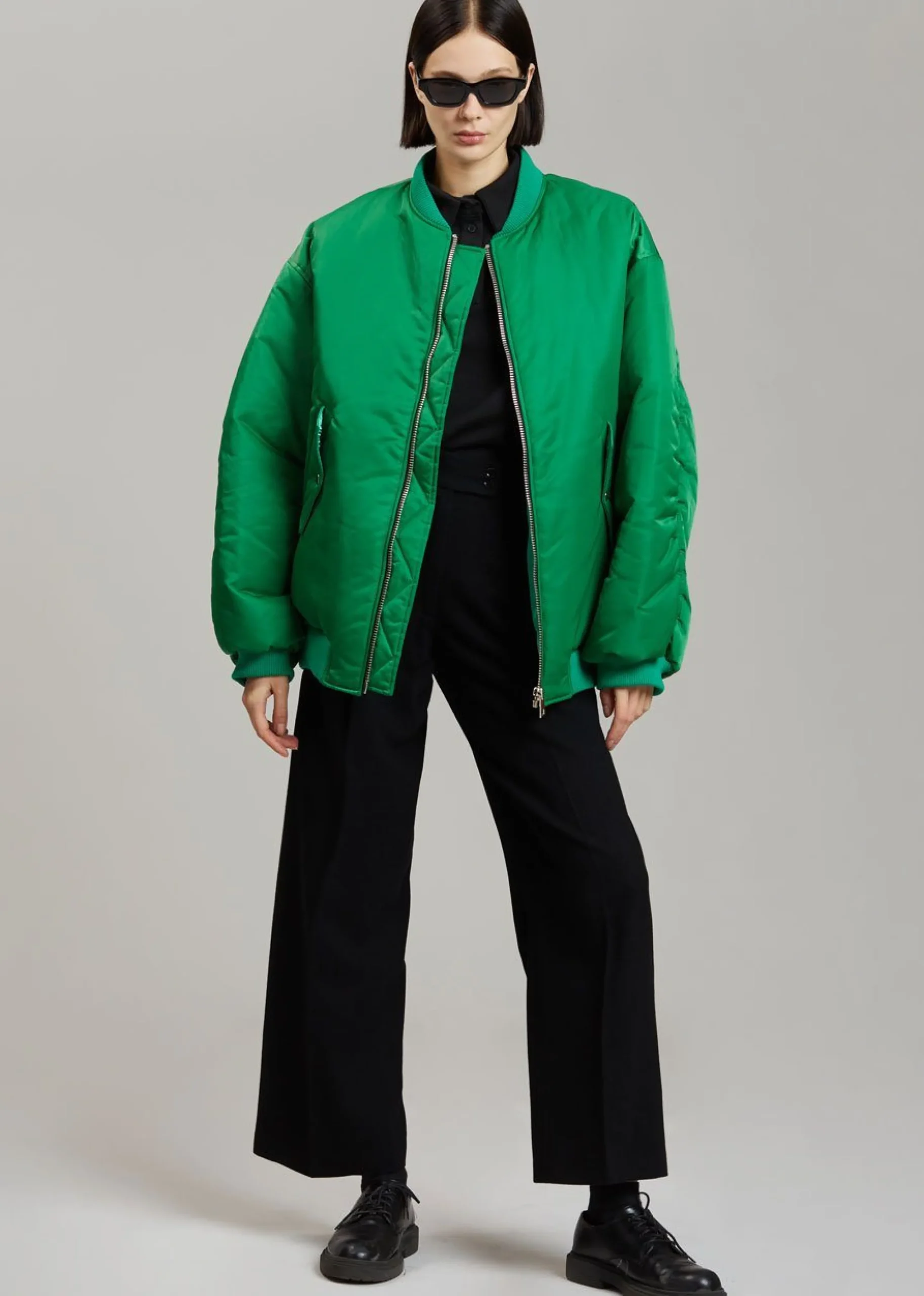 The Frankie Shop Astra Bomber Jacket Kelly Green Clearance