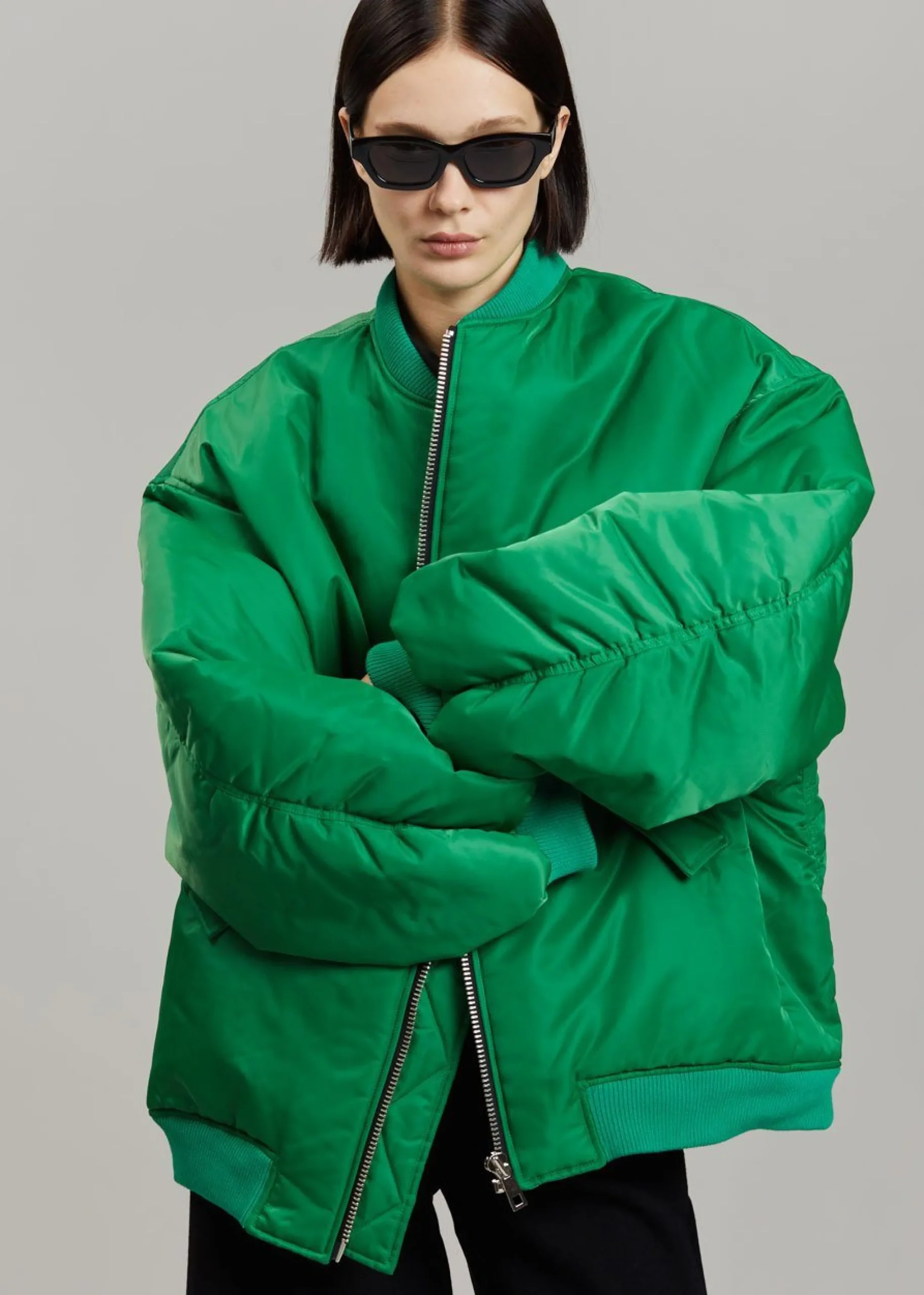 The Frankie Shop Astra Bomber Jacket Kelly Green Clearance