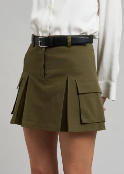 The Frankie Shop Audrey Cargo Pleated Miniskirt Olive Discount