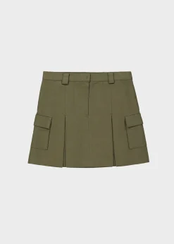 The Frankie Shop Audrey Cargo Pleated Miniskirt Olive Discount