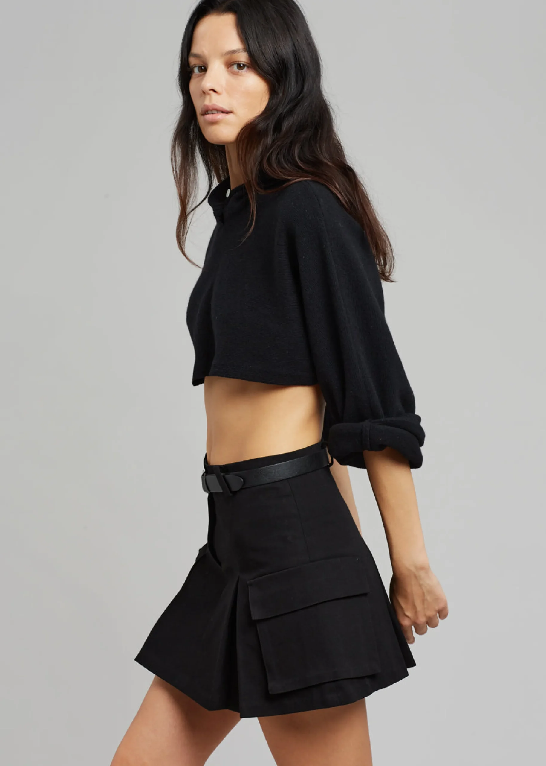 The Frankie Shop Audrey Cargo Pleated Miniskirt Black Hot