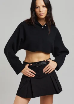 The Frankie Shop Audrey Cargo Pleated Miniskirt Black Hot