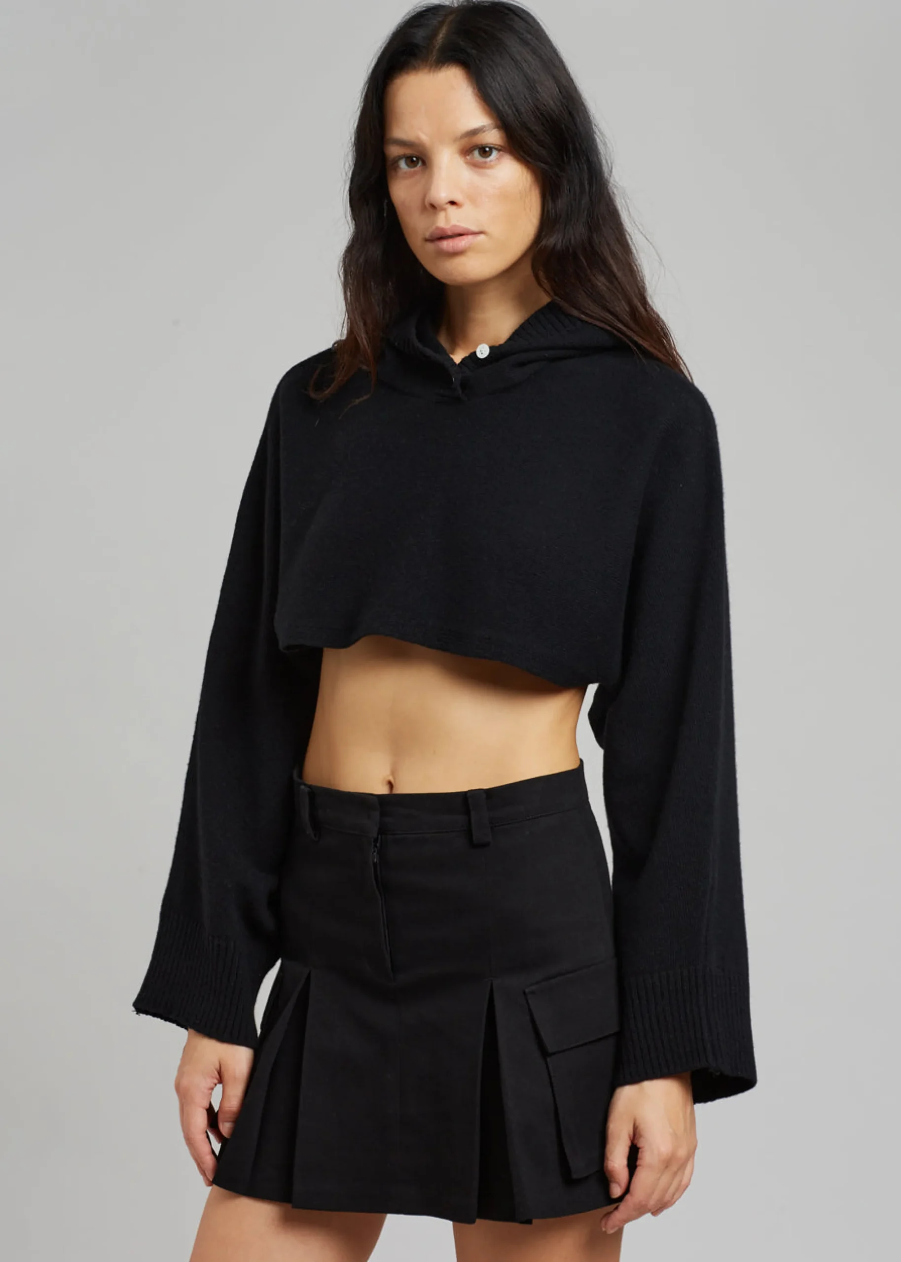 The Frankie Shop Audrey Cargo Pleated Miniskirt Black Hot