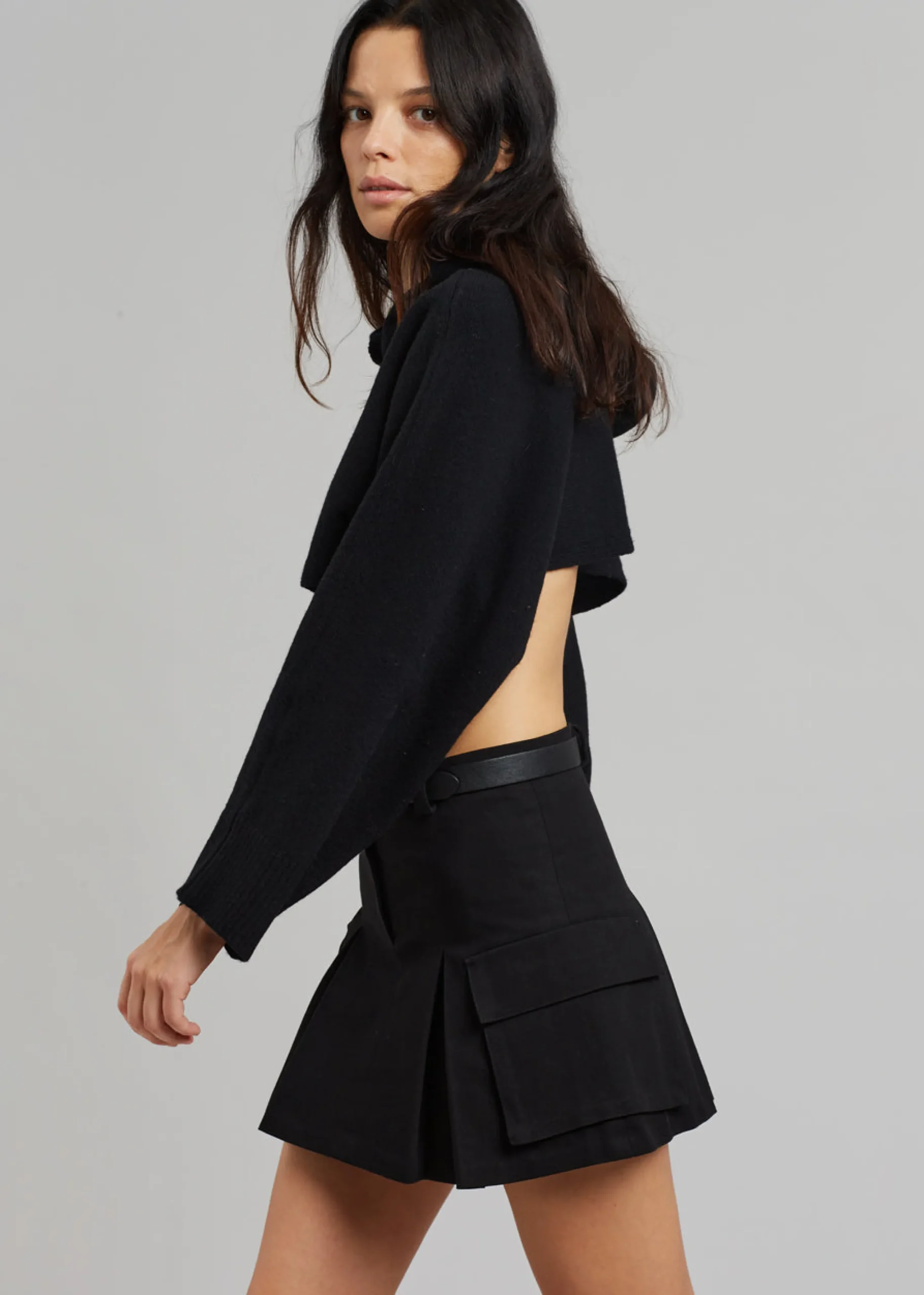 The Frankie Shop Audrey Cargo Pleated Miniskirt Black Hot